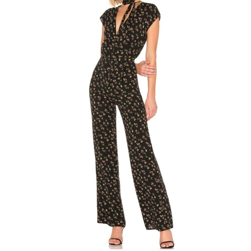 NWT Anthropologie LPA Black Faux Wrap Floral Long Jumpsuit - Jumpsuit 76